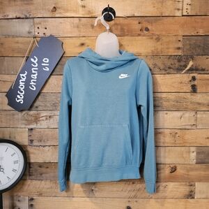 Nike Sportswear Women's Cyan Funnel-Neck Fleece Pullover Hoodie Sz XS
